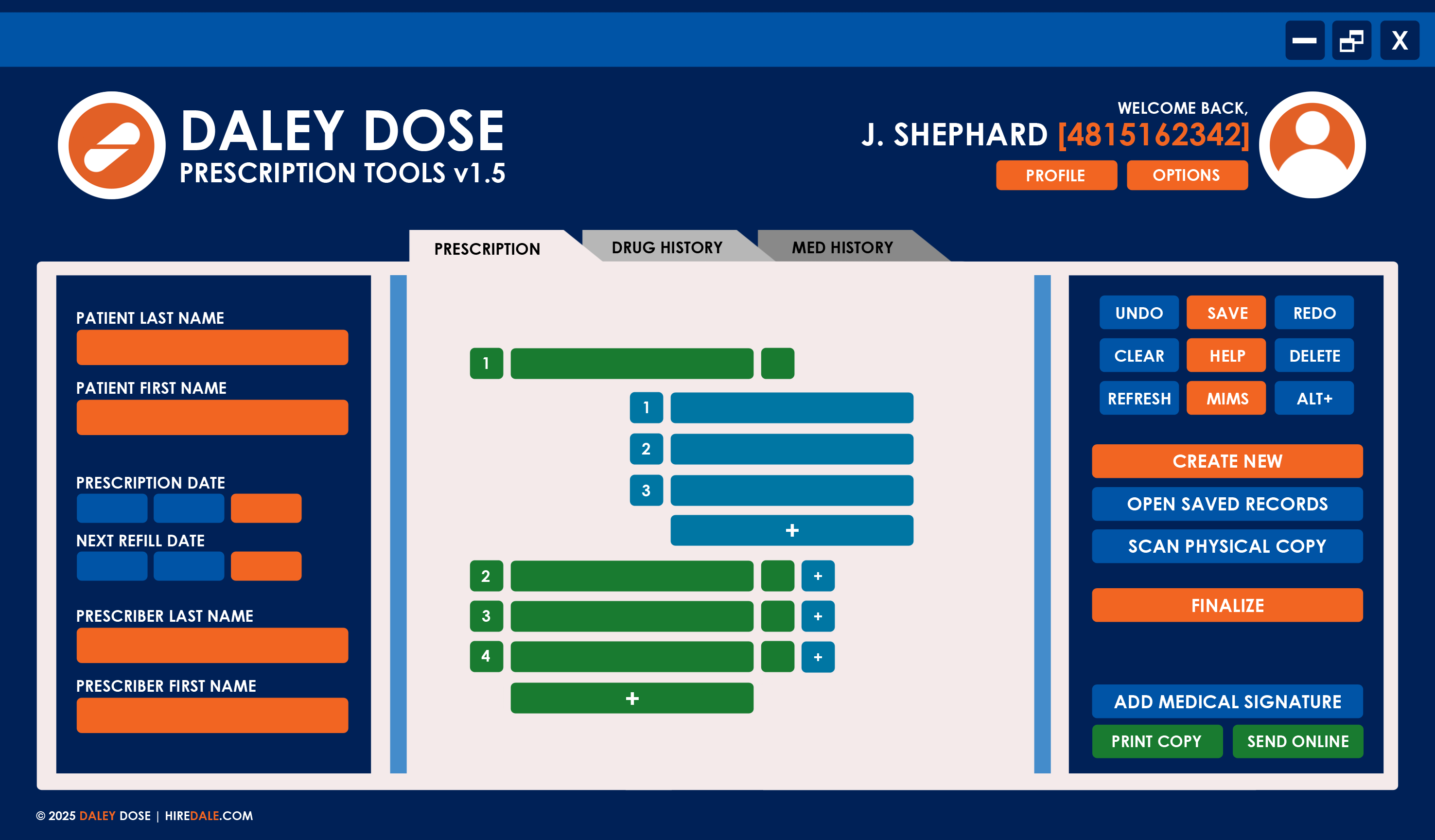 Daley Dose user interface screenshot