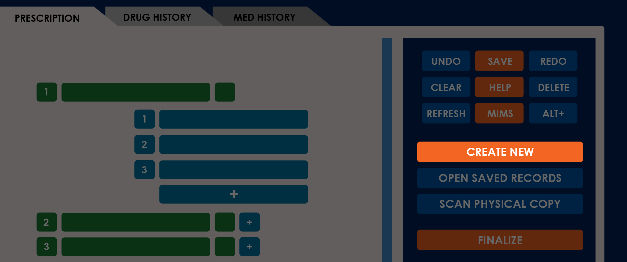 Daley Dose user interface create new