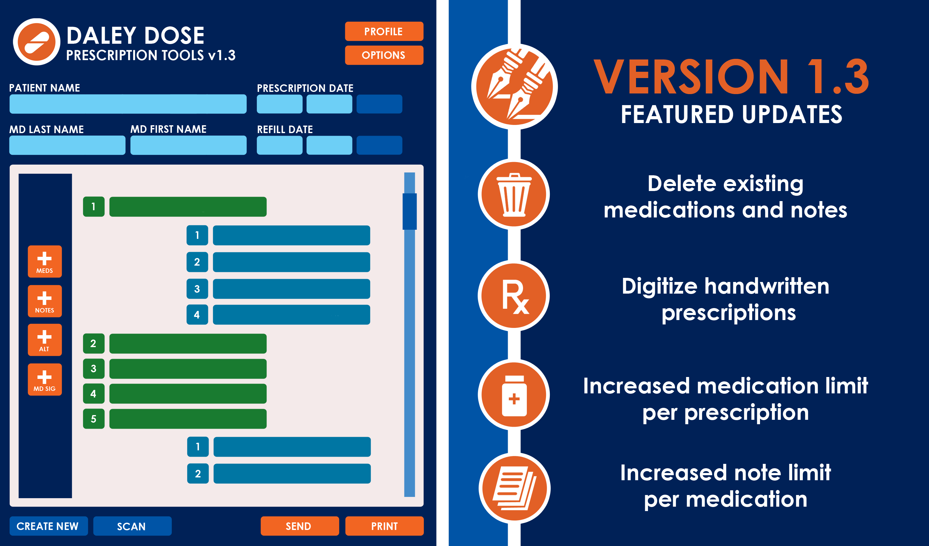 Daily Dose user interface version 1.3