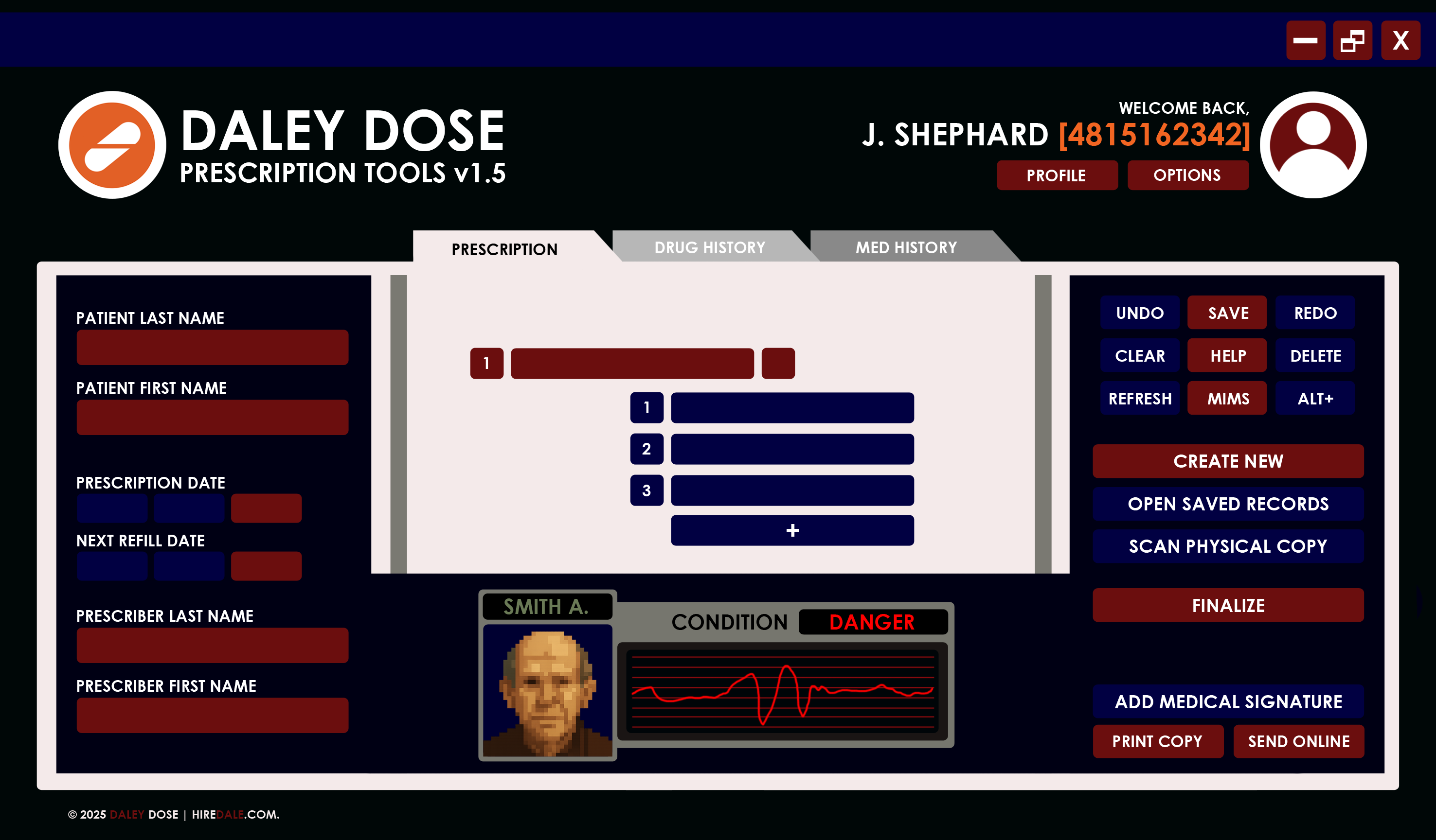 User Interface with a Resident Evil theme