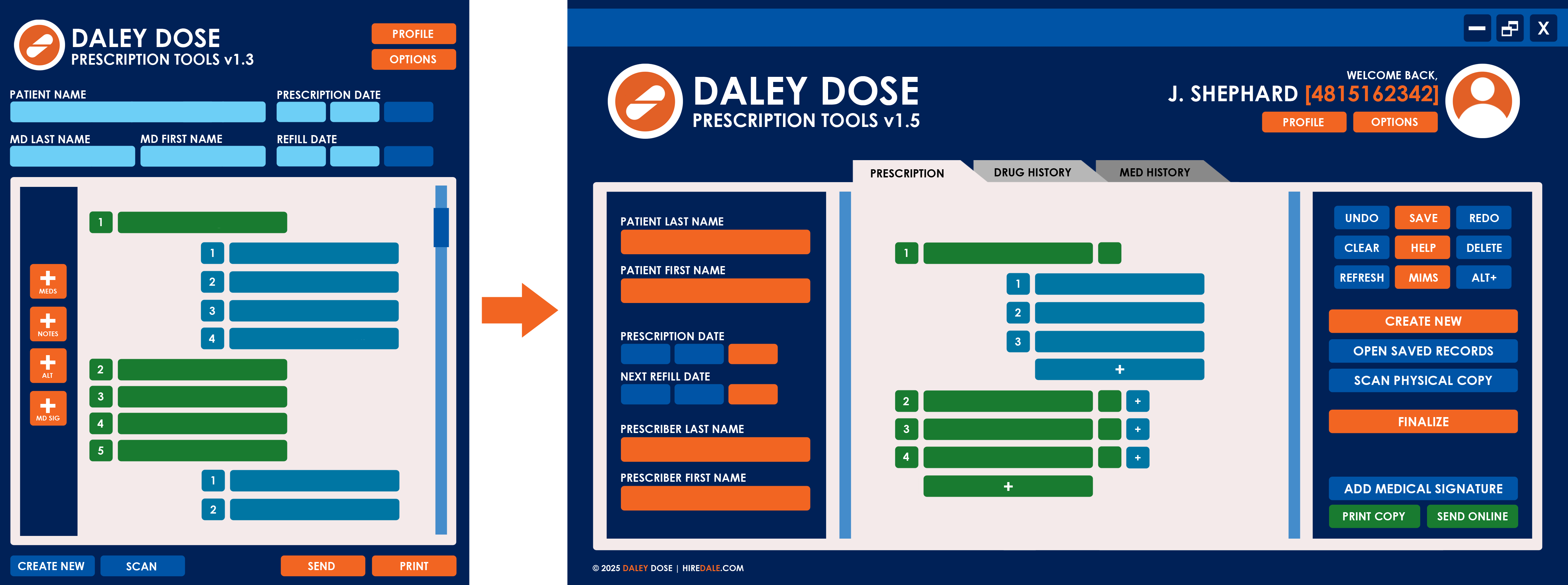 Daily Dose user interface